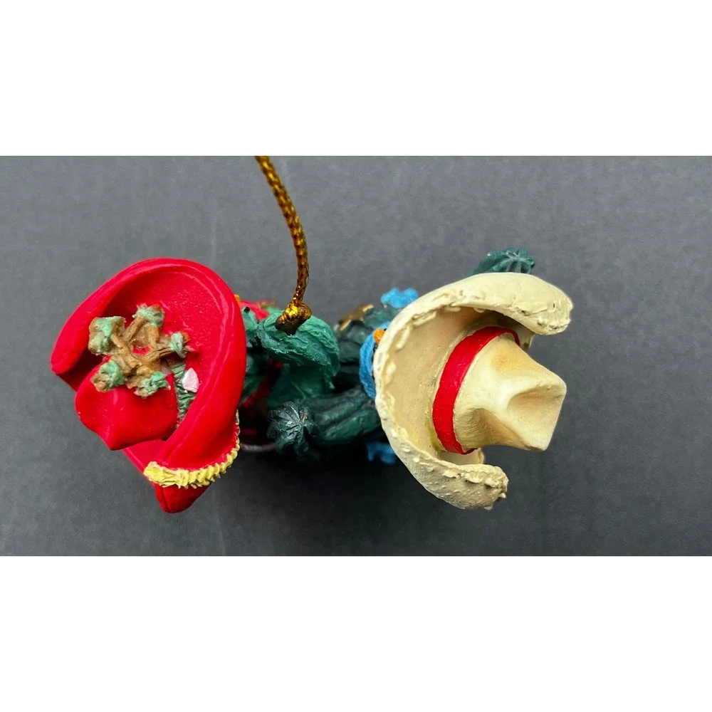 Western Cowboy Snowman Lasso Cactus Couple Resin Christmas Ornaments Set 2